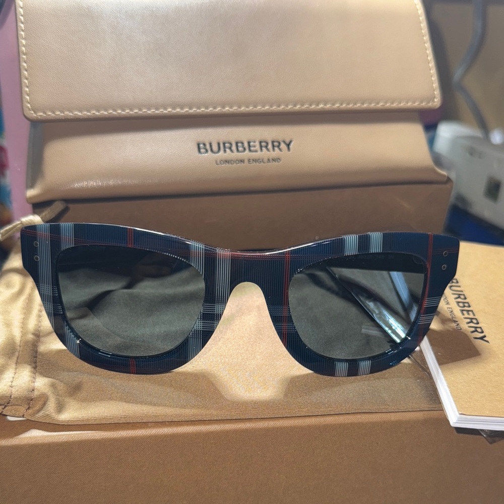 Burberry Black and Red Plaid Sunglasses